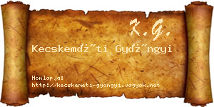 Kecskeméti Gyöngyi névjegykártya